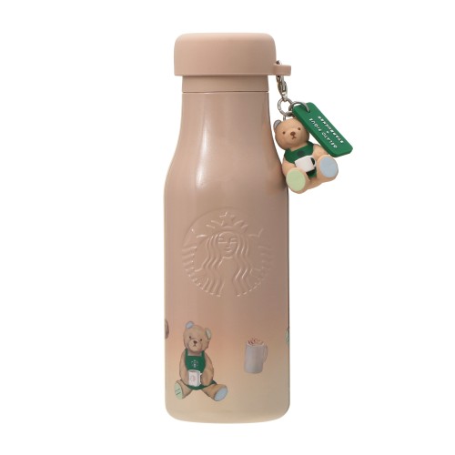 [9月29日オンラインストア発売]gelato pique リッドカバーベアチャーム付きステンレスボトル モカベージュ 473ml