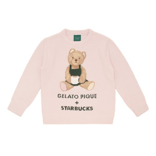 [9月29日オンラインストア発売]gelato pique パウダーベアジャガードプルオーバー ソフトピンク
