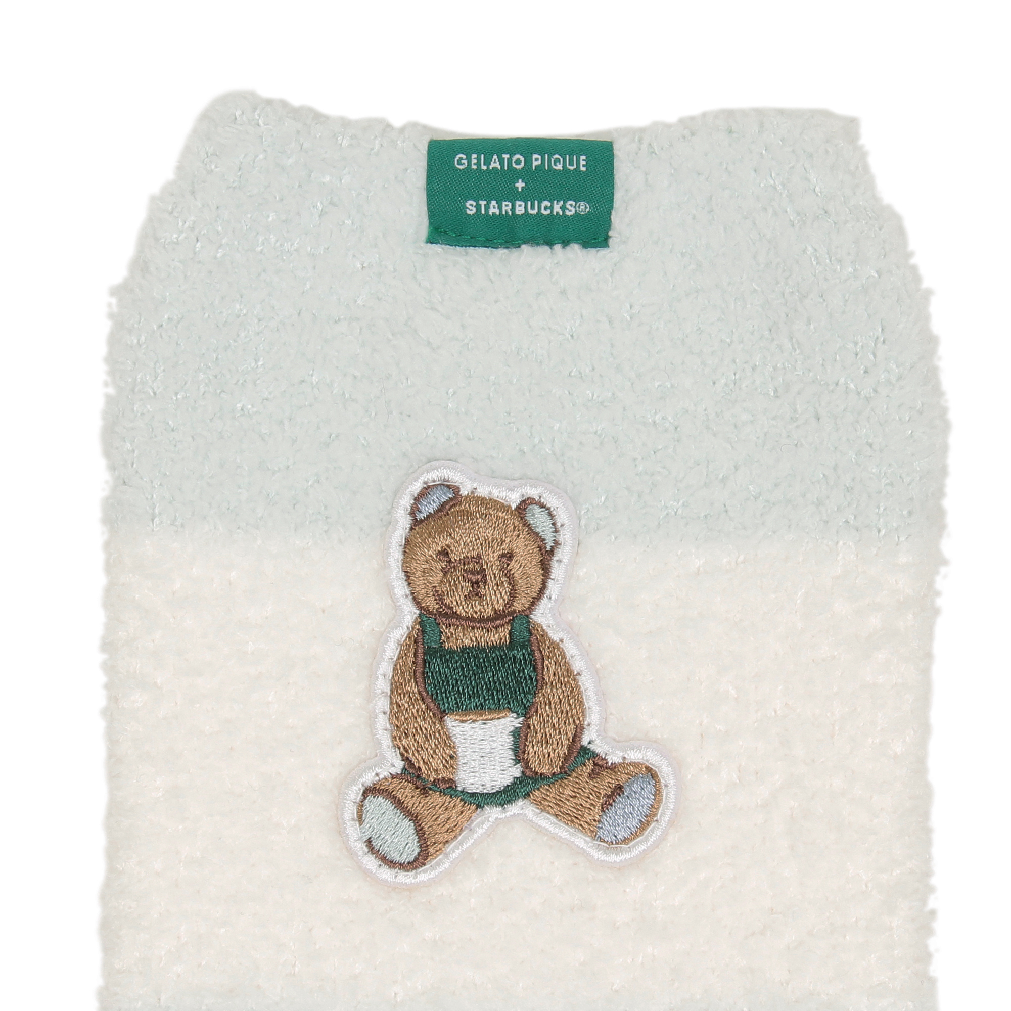 gelato pique パウダーベア刺繍ボーダーソックス ミントグリーン