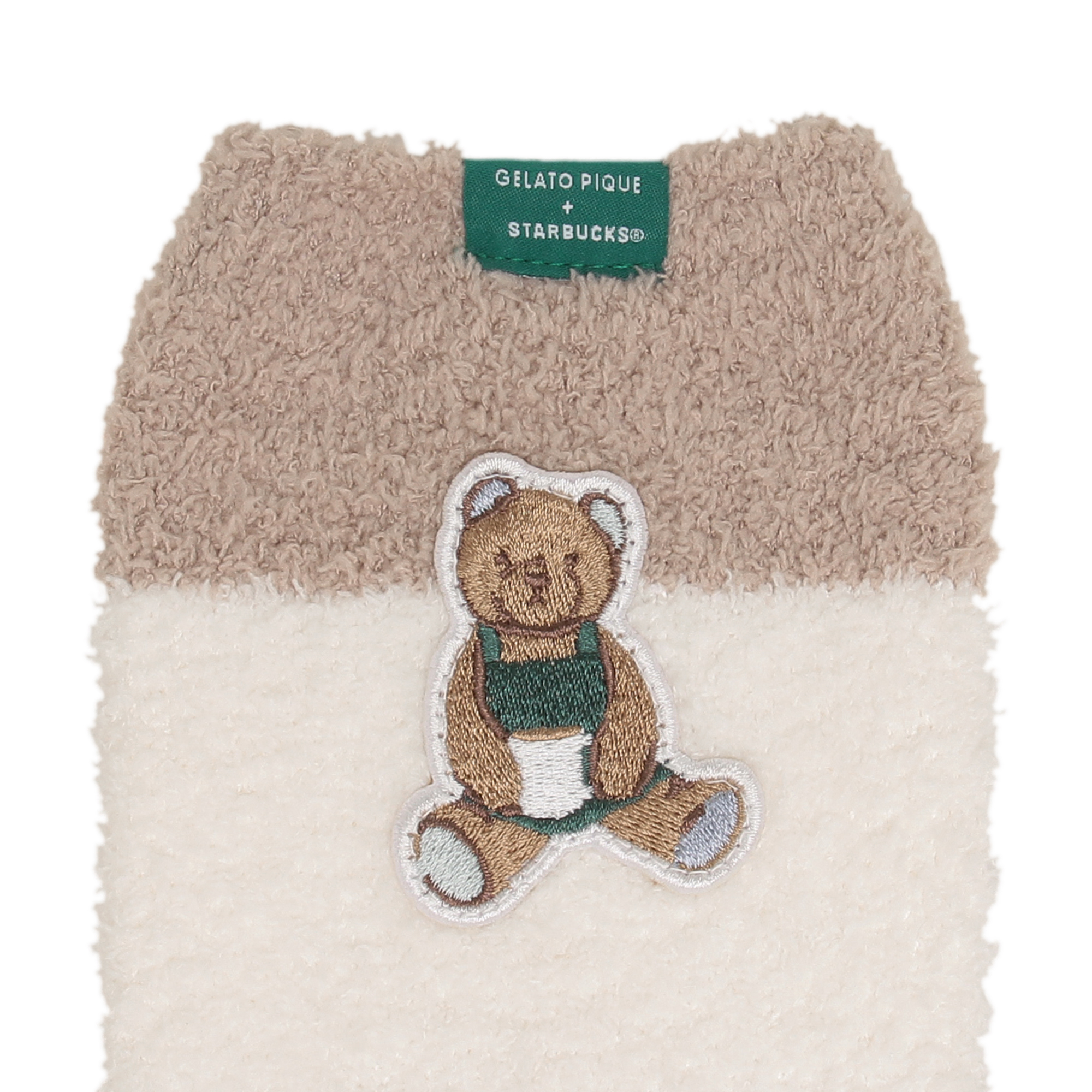 gelato pique パウダーベア刺繍ボーダーソックス モカベージュ