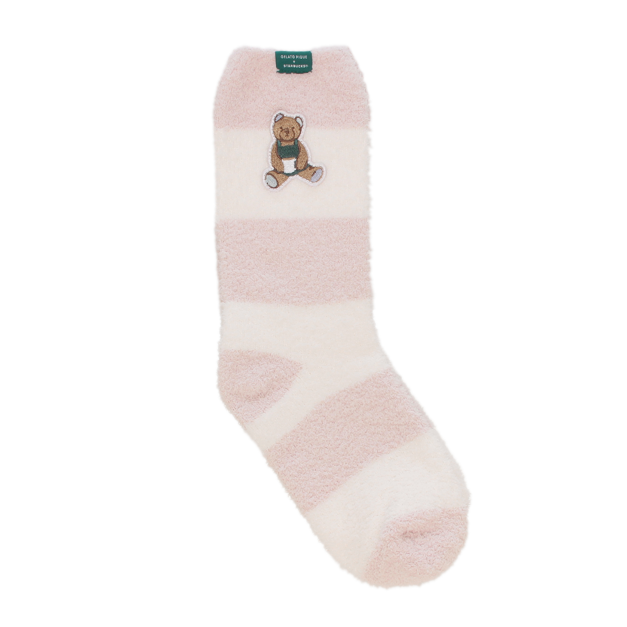 gelato pique パウダーベア刺繍ボーダーソックス ソフトピンク