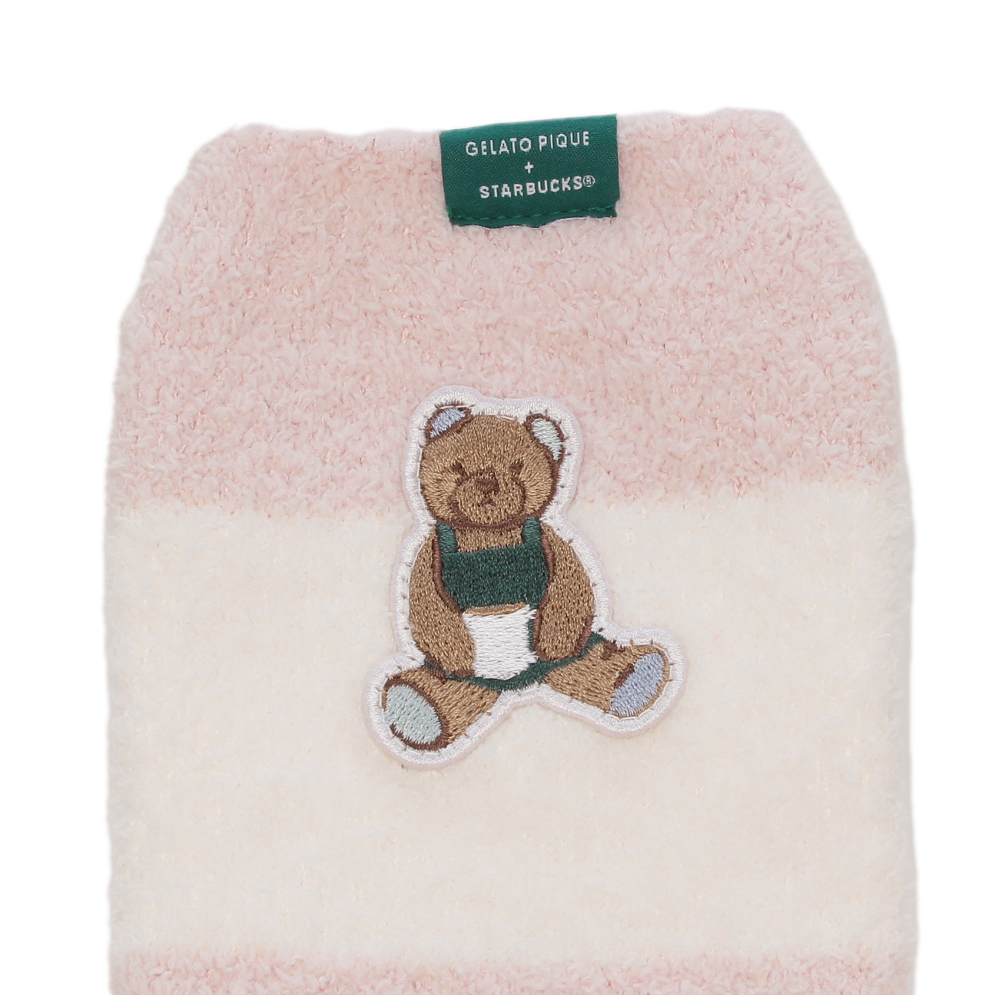 gelato pique パウダーベア刺繍ボーダーソックス ソフトピンク