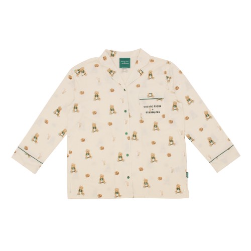 [9月29日オンラインストア発売]gelato pique ベア柄カットソーシャツ アイボリー