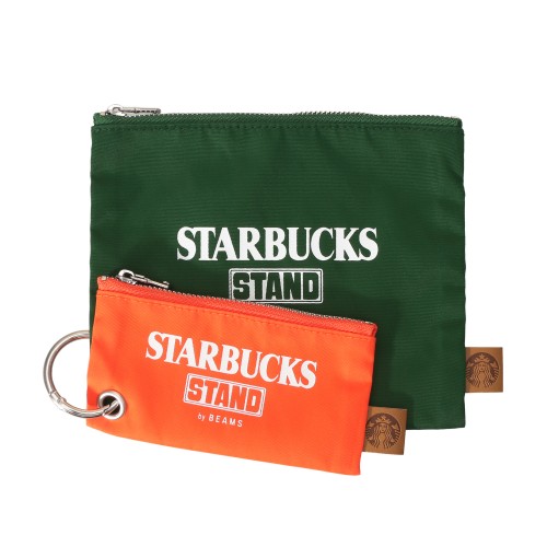 [9月12日10時オンラインストア発売]STARBUCKS STAND by BEAMS 2Set ポーチ グリーン