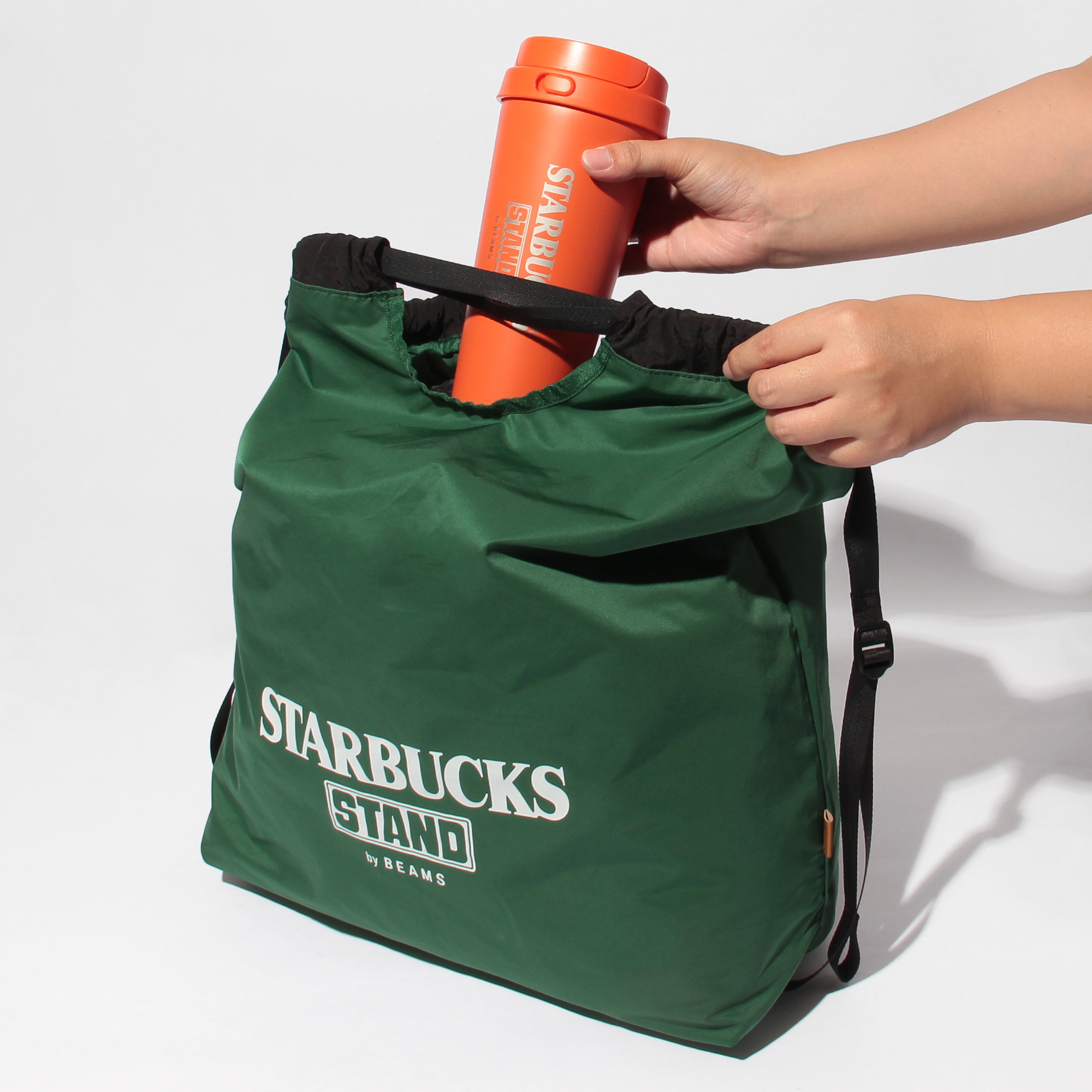 【新品未開封】スターバックス STAND by ビームスグリーン XL S/S STARBUCKS STAND by BEAMS 2Way ナップサック グリーン|グッズ