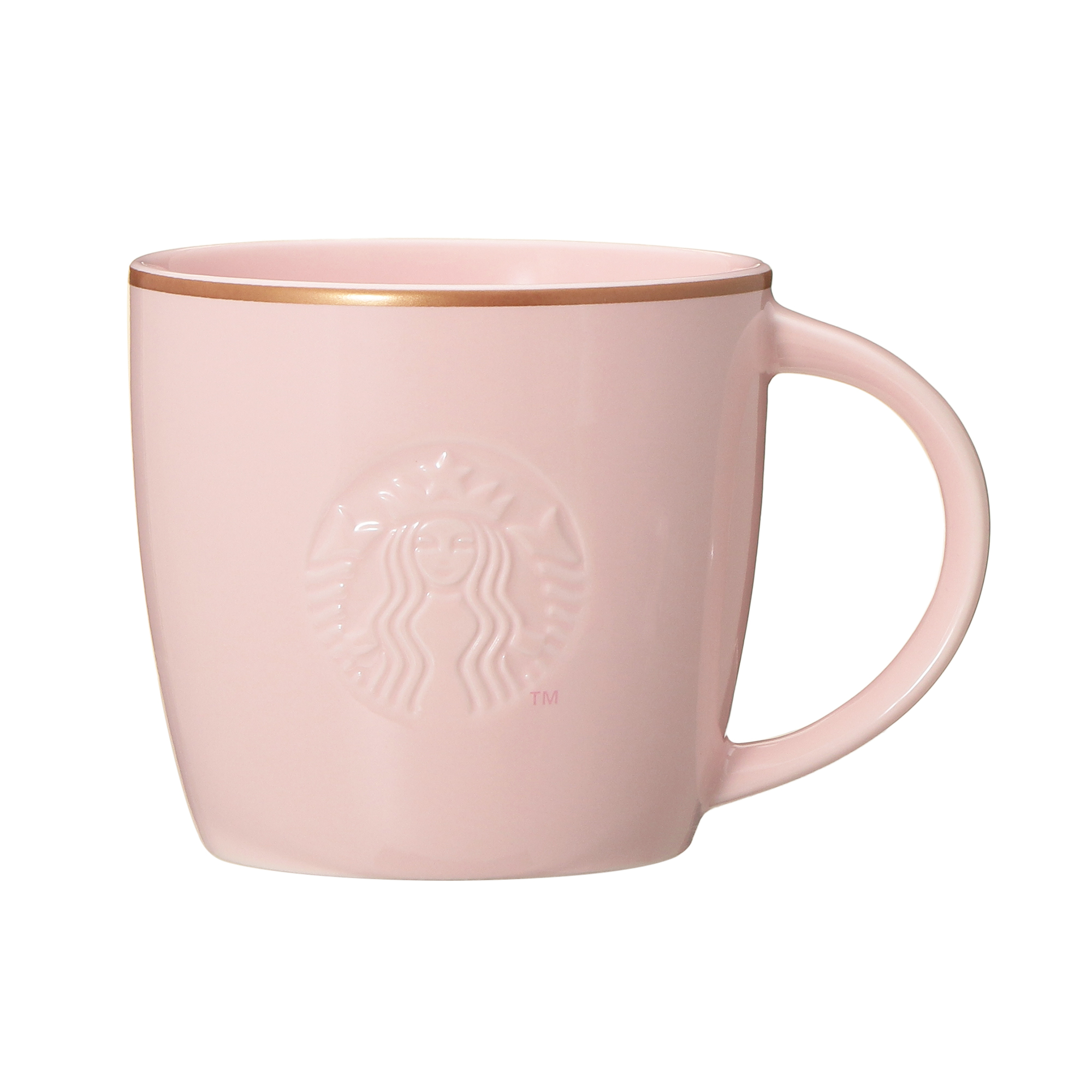ギフトボックス入りロゴマグピンクベージュゴールドリム355ml