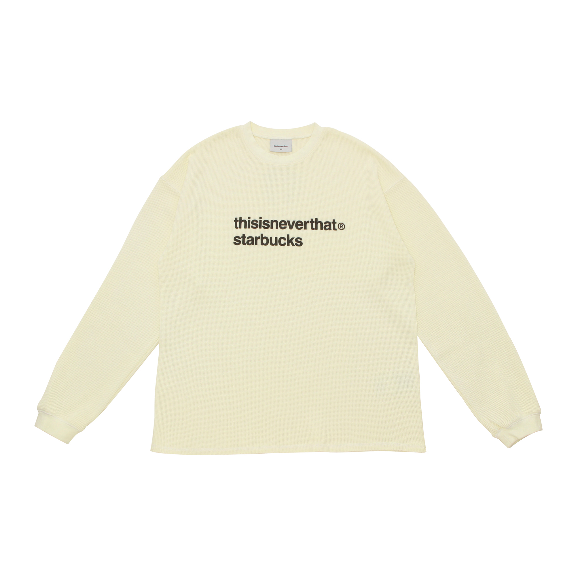 thisisneverthat ホワイト長袖シャツ L thisisneverthat starbucks L/S ワッフルTシャツ ホワイト|グッズ