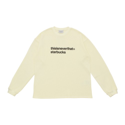 [4月28日オンラインストア発売]thisisneverthat starbucks L/S ワッフルTシャツ ホワイト