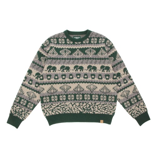 ジャカードクルーニット グリーン