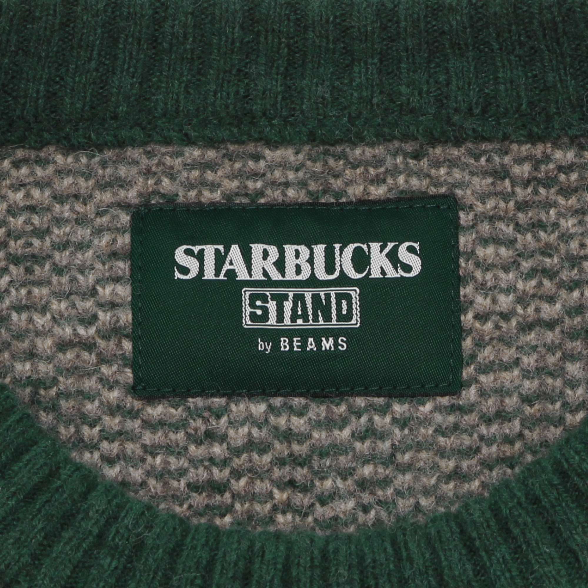 STARBUCKS STAND by BEAMS ジャカードクルーニット グリーン|グッズ