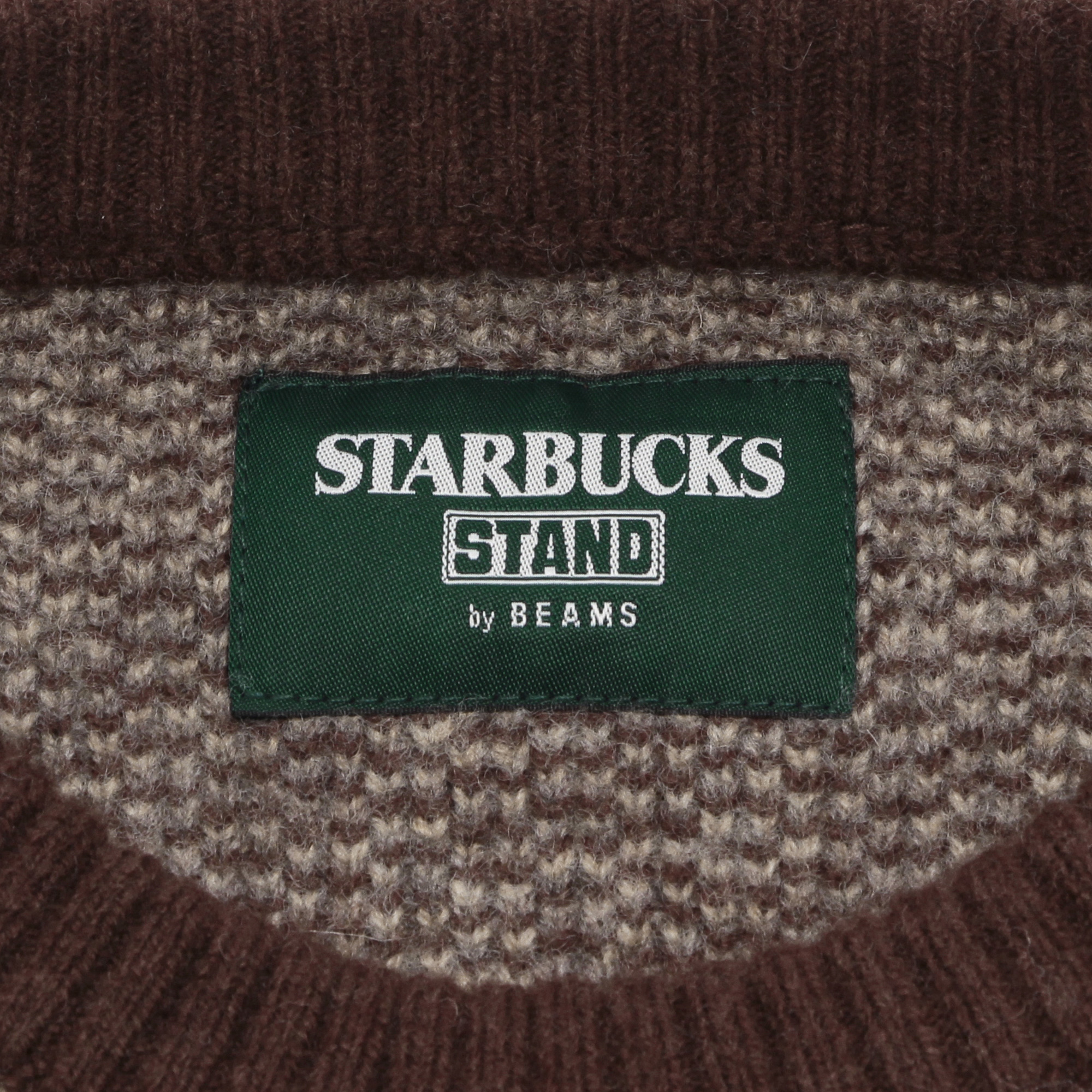 STARBUCKS STAND by BEAMS ジャカードクルーニット ブラウン|グッズ