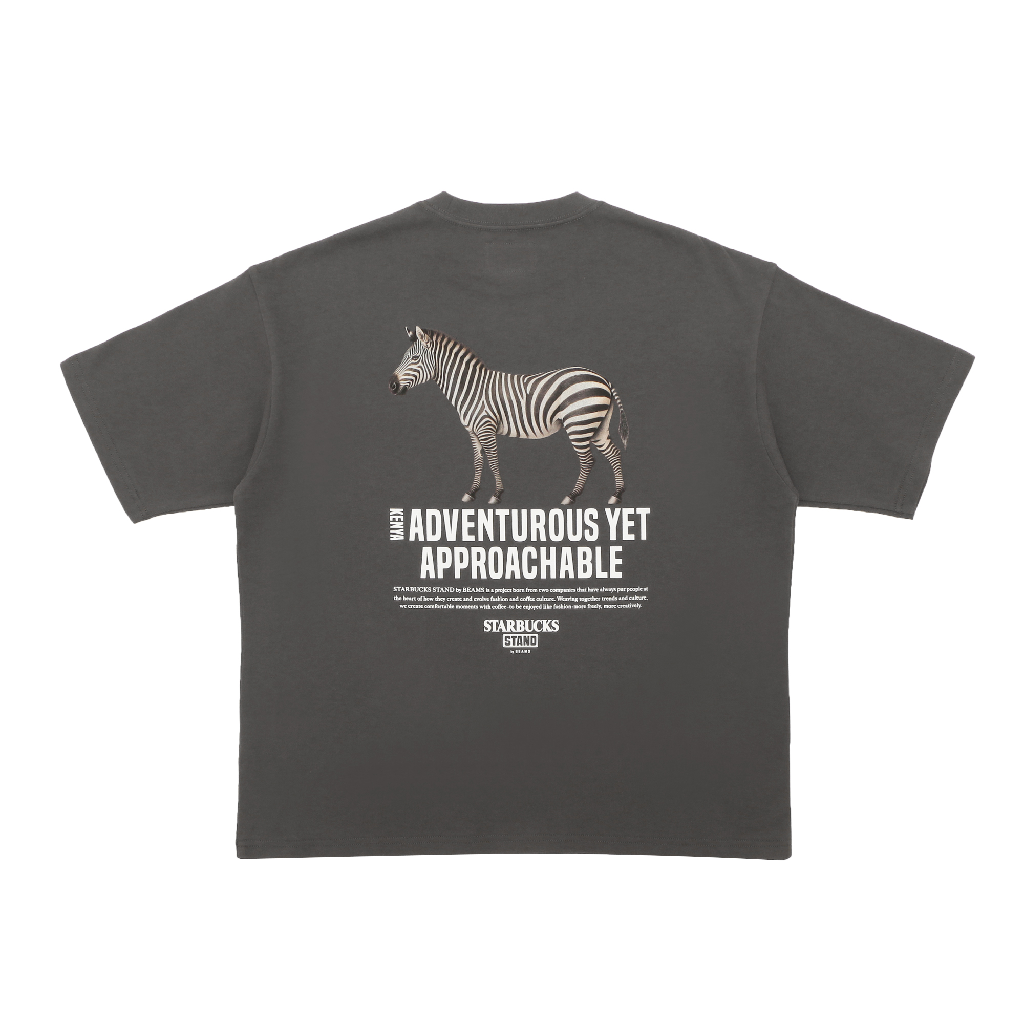 STARBUCKS STAND by BEAMS アニマルプリントTシャツ ゼブラ チャコール