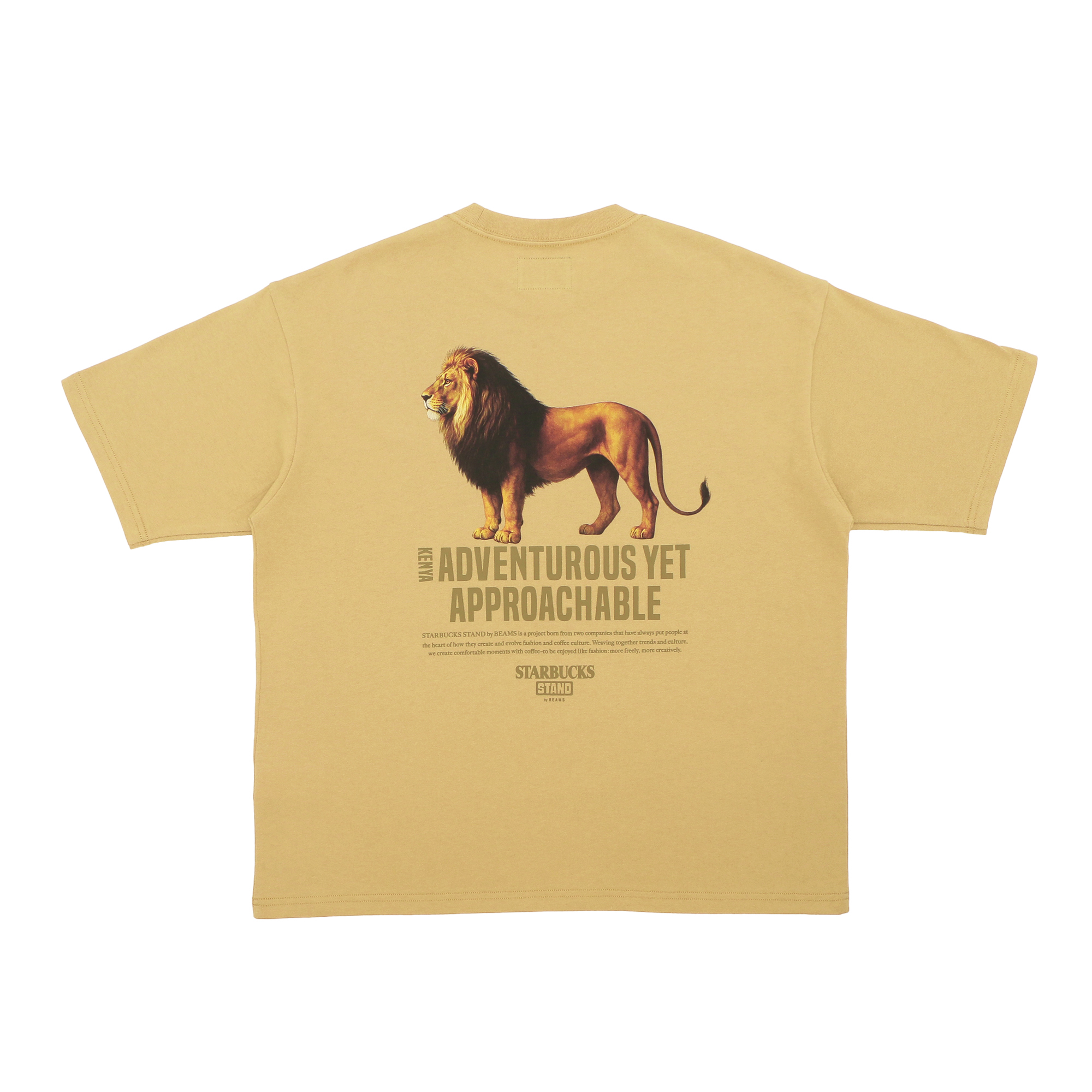 STARBUCKS STAND by BEAMS アニマルプリントTシャツ ライオン ベージュ