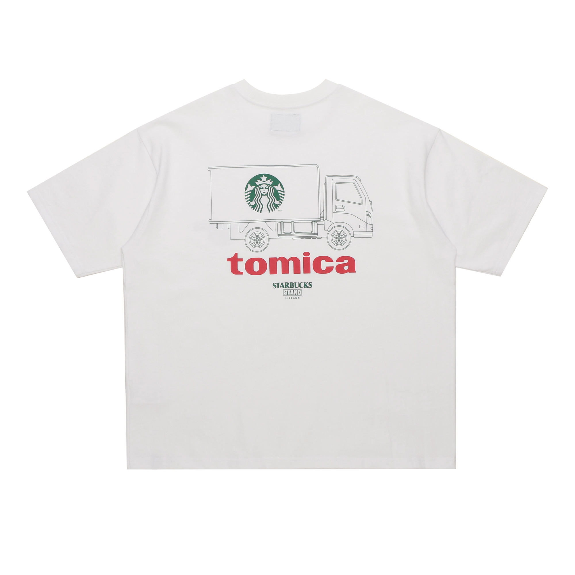 STARBUCKS STAND by BEAMS トミカ トラックプリントTシャツ B WHITE