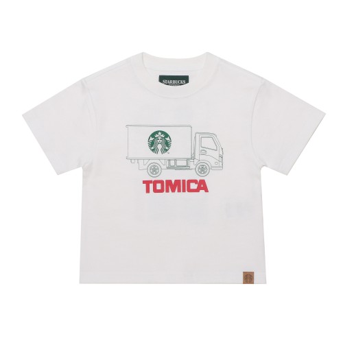 [3月27日10時発売]STARBUCKS STAND by BEAMS トミカ トラックプリント キッズ Tシャツ A WHITE