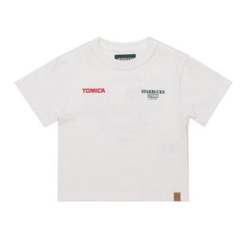 [3月27日10時発売]STARBUCKS STAND by BEAMS トミカ トラックプリント キッズ Tシャツ B WHITE
