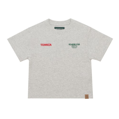 [3月27日10時発売]STARBUCKS STAND by BEAMS トミカ トラックプリント キッズ Tシャツ B ASH GREY