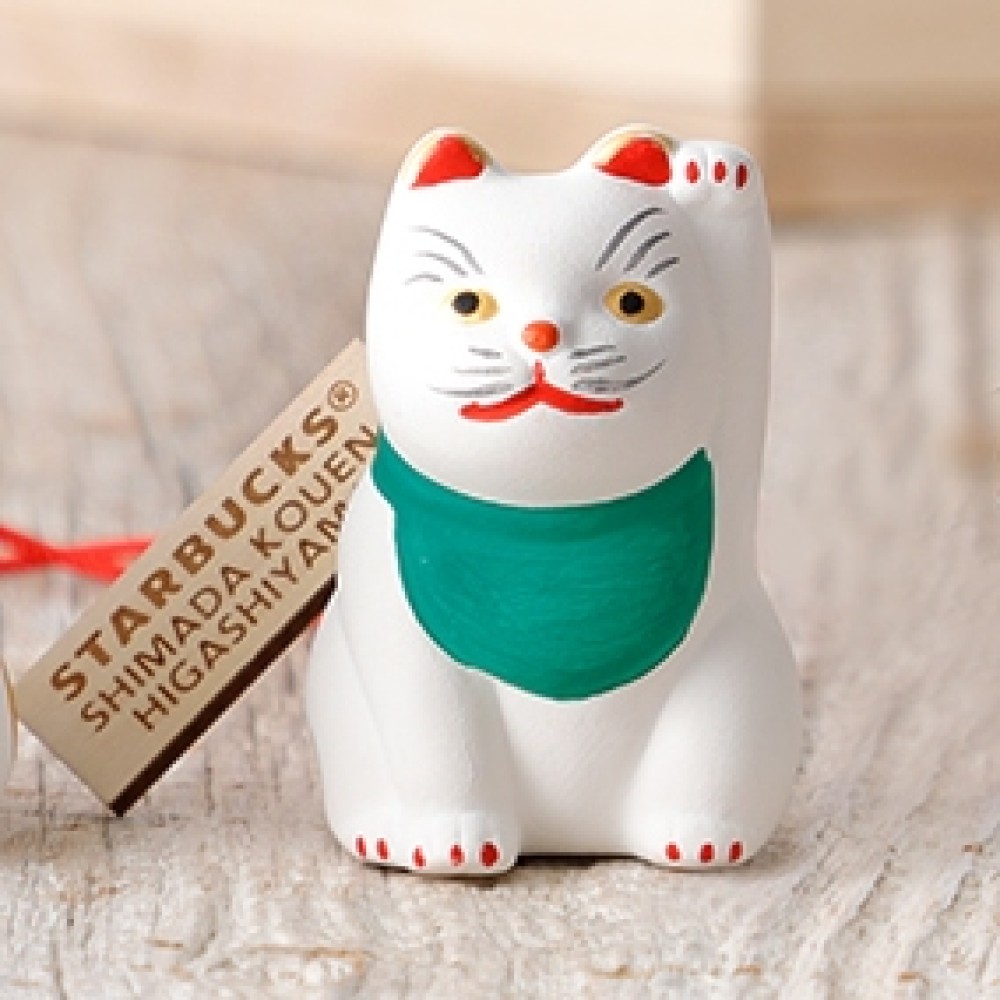 縁起物チャーム 招き猫土鈴シロ（京阪祇園四条駅店限定）