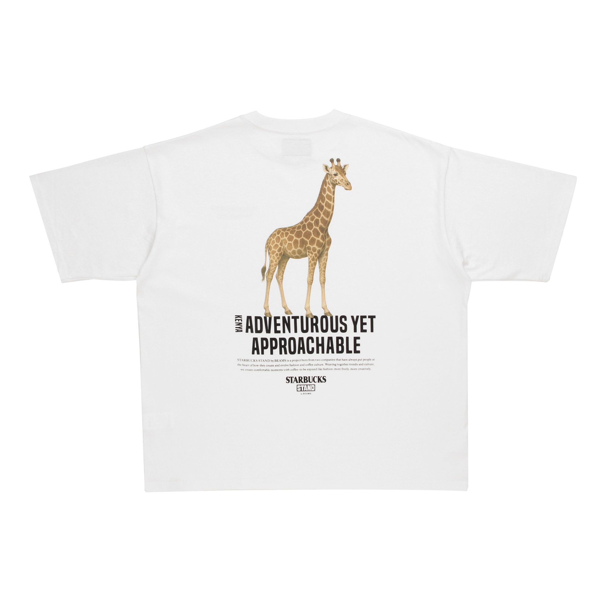STARBUCKS STAND by BEAMS アニマルプリントTシャツ ジラフ ホワイト 