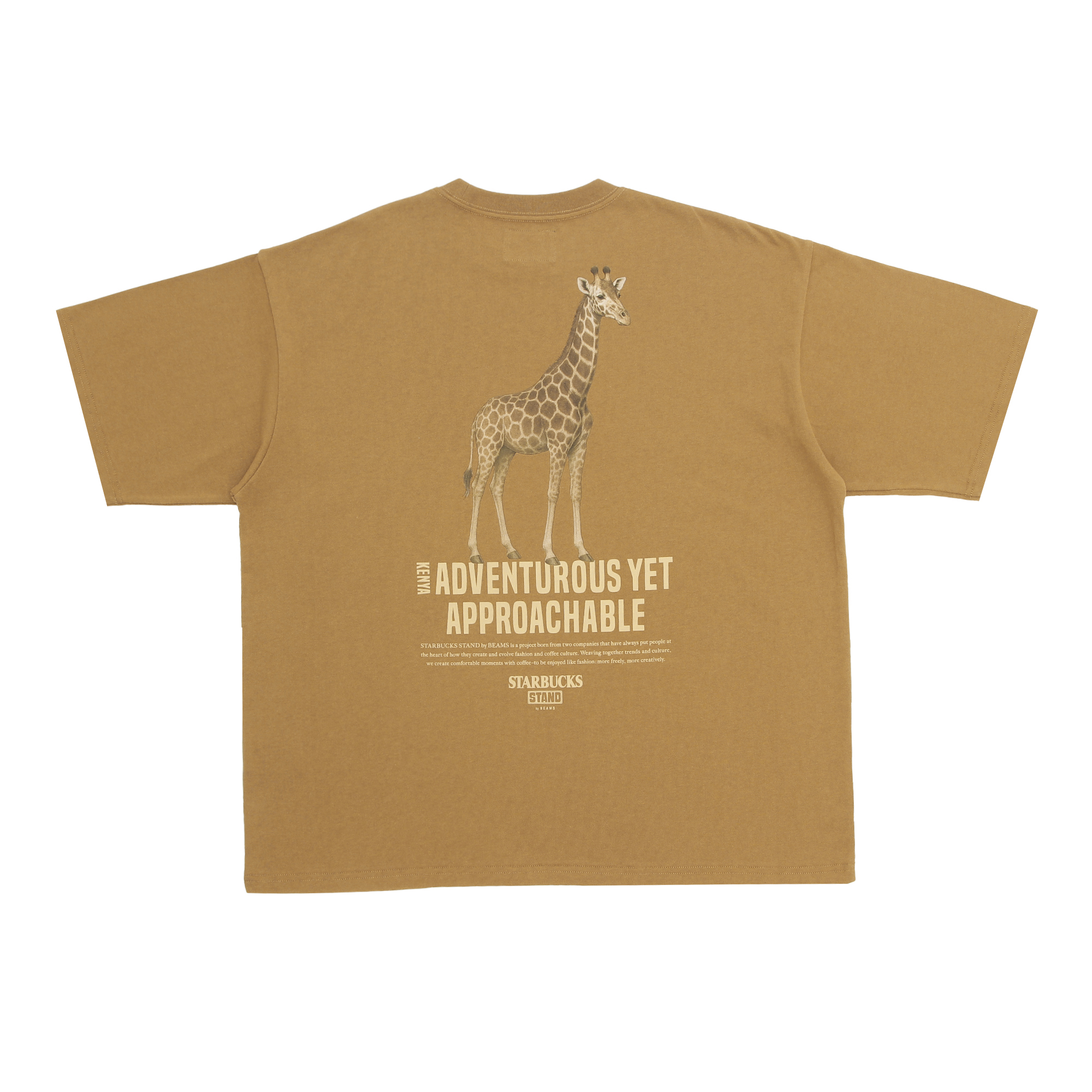 STARBUCKS STAND by BEAMS アニマルプリントTシャツ ジラフ ブラウン