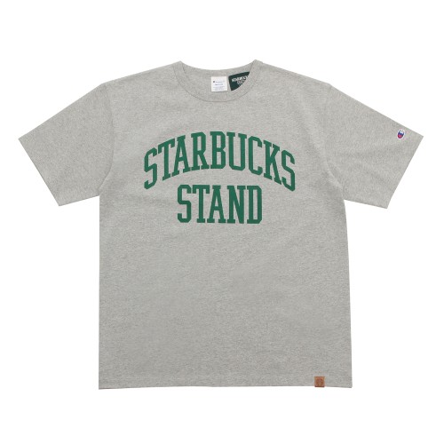 [6月12日10時発売]STARBUCKS STAND by BEAMS Champion ヘビーウェイトTシャツ グレー