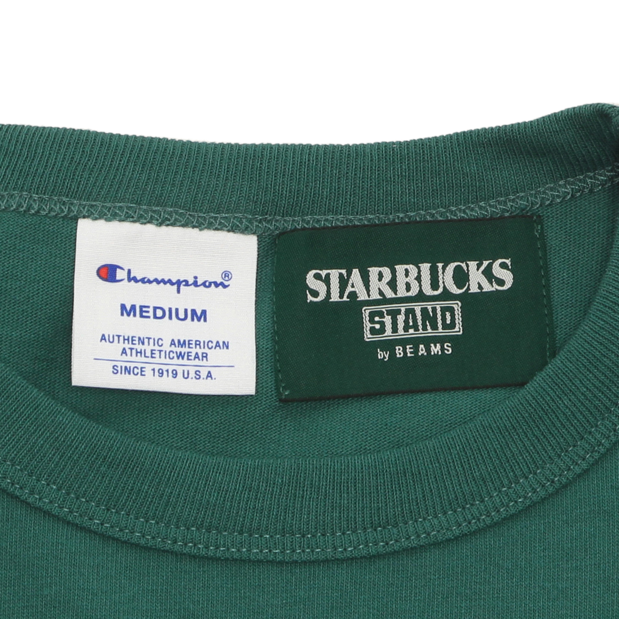 STARBUCKS STAND by BEAMS Champion ヘビーウェイトTシャツ グリーン