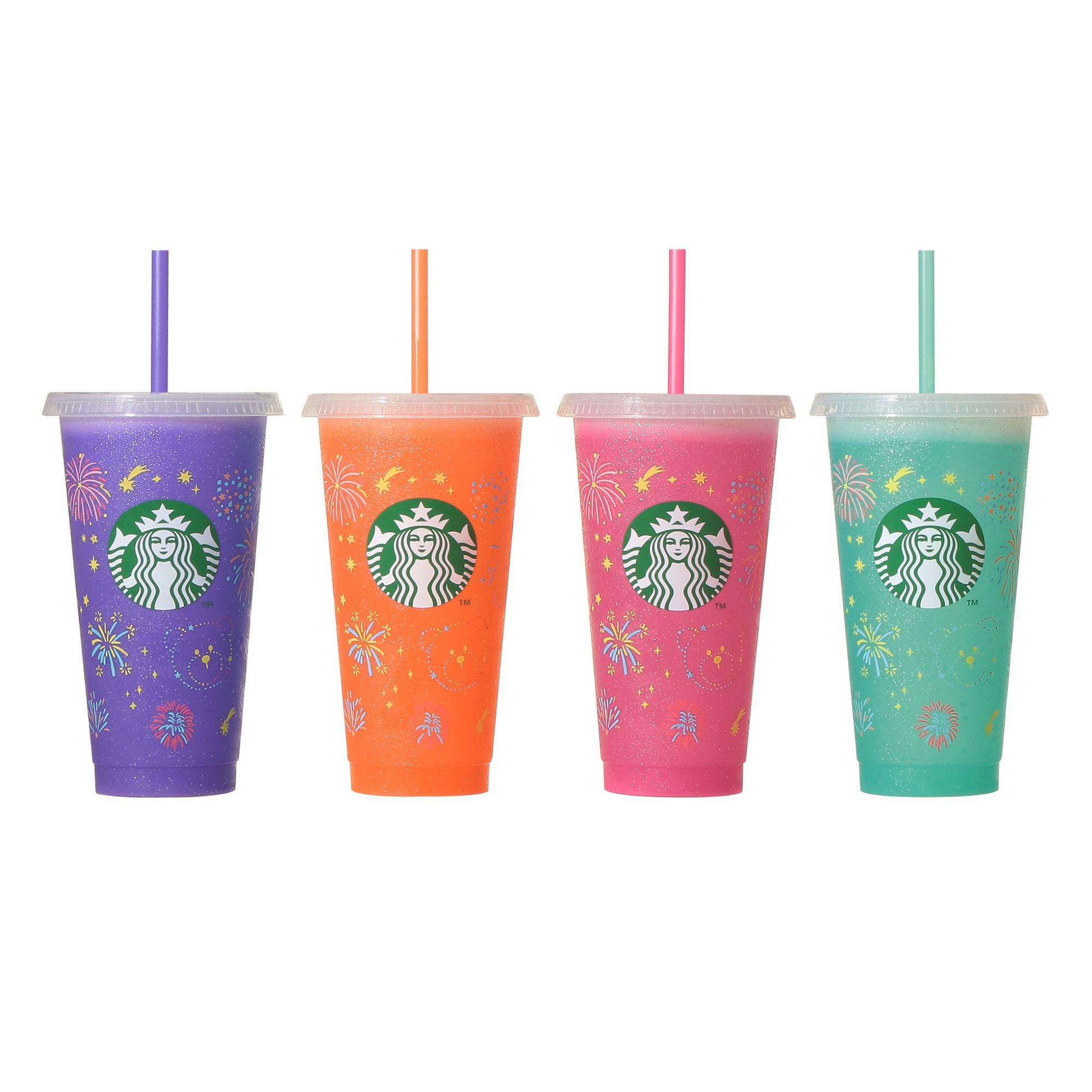 ミステリーカラーチェンジングリユーザブルコールドカップ花火710ml＋