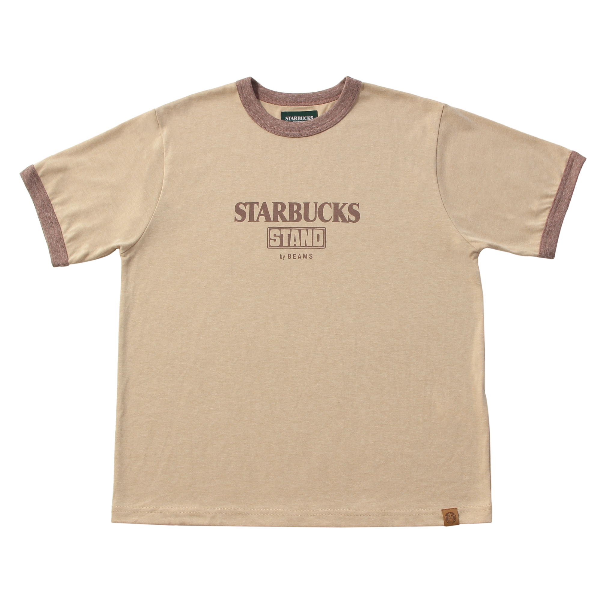 STARBUCKS STAND by BEAMS LOGO リンガー Tシャツ 杢ベージュ|アパレル