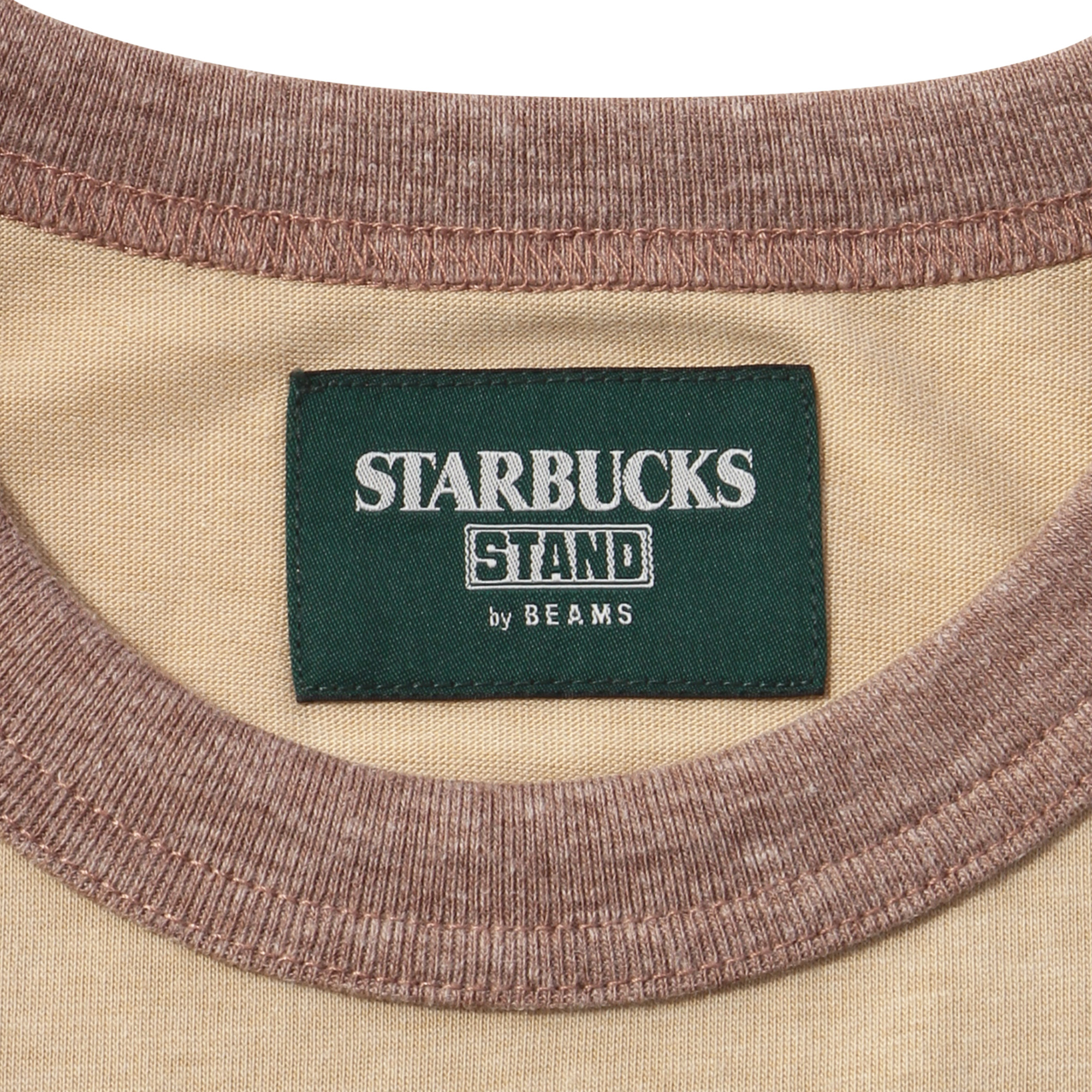 STARBUCKS STAND by BEAMS LOGO リンガー Tシャツ 杢ベージュ|アパレル