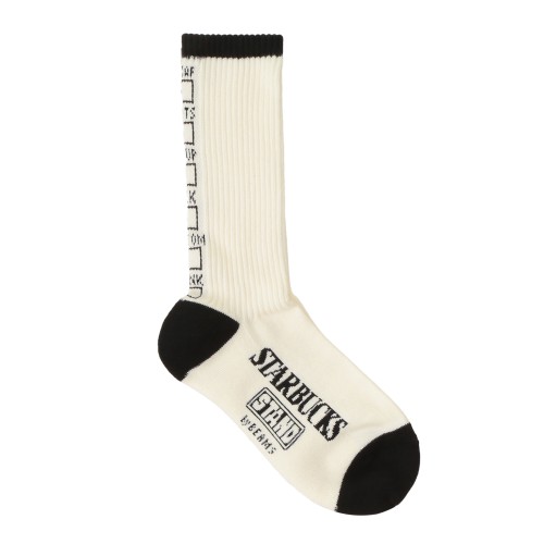 [9月18日10時発売]STARBUCKS STAND by BEAMS DRINKーID SOCKS ホワイトブラック